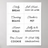 Editable Minimalist Graduation Candy Bar Signs ポスター (正面)