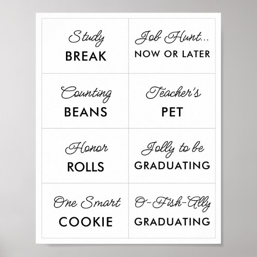 Editable Minimalist Graduation Candy Bar Signs ポスター (正面)