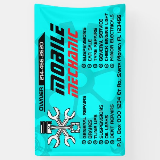Editable Mobile Mechanic Auto Repair Custom 横断幕 (縦)