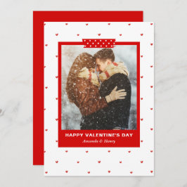 Editable Modern Simple Hearts Photo Valentines Day シーズンカード