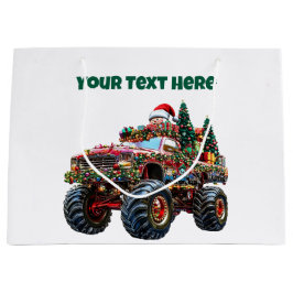 Editable Monster Truck Christmas Gift Bag ラージペーパーバッグ