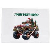 Editable Monster Truck Christmas Gift Bag ラージペーパーバッグ (裏面)