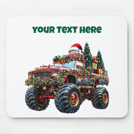 Editable Monster Truck Christmas Mousepad マウスパッド (正面)