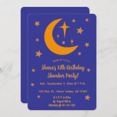 Editable Moon and Stars Slumber Party 招待状 (正面/裏面)