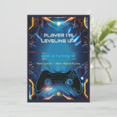  Editable Name Age Kids Gamer Party Invite 招待状 (スタンド正面)