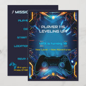 Editable Name Age Kids Gamer Party Invite 招待状 (正面/裏面)