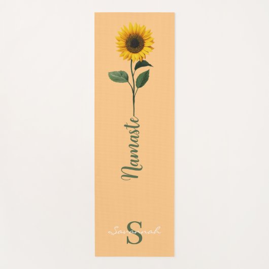 Editable Name Sunflower Namaste ヨガマット (正面)