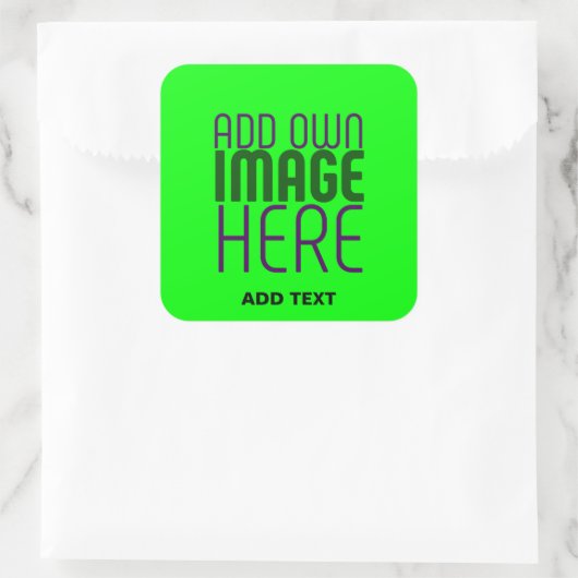 EDITABLE NEON GREEN IMAGE TEXT TEMPLATE PARTY スクエアシール (バッグ)