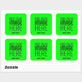 EDITABLE NEON GREEN IMAGE TEXT TEMPLATE PARTY スクエアシール (シート)