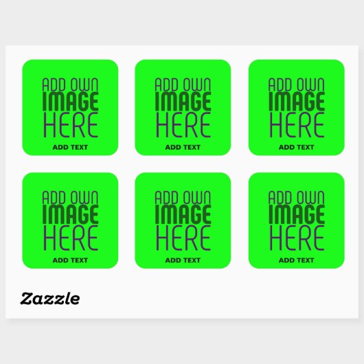 EDITABLE NEON GREEN IMAGE TEXT TEMPLATE PARTY スクエアシール (シート)