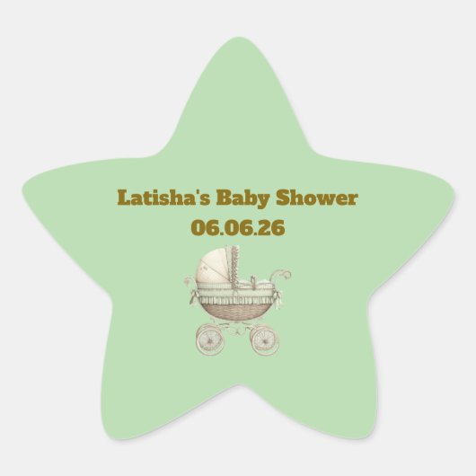 Editable Neutral Baby Shower Star Stickers 星シール (正面)