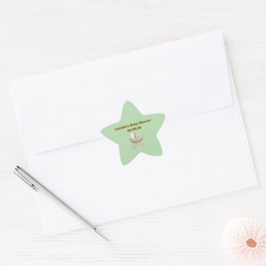 Editable Neutral Baby Shower Star Stickers 星シール (封筒)