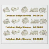 Editable Neutral Baby Shower Wrapping Paper  ラッピングペーパー (フラット)