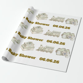 Editable Neutral Baby Shower Wrapping Paper  ラッピングペーパー