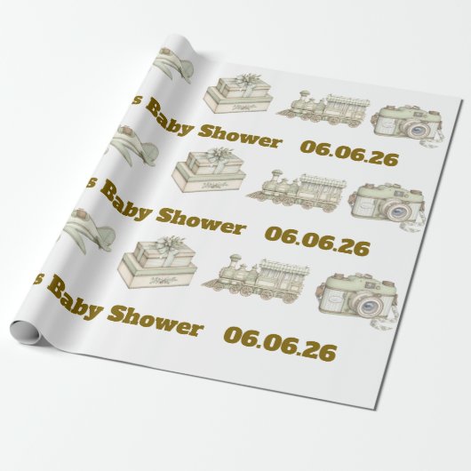 Editable Neutral Baby Shower Wrapping Paper  ラッピングペーパー (アンロールド)