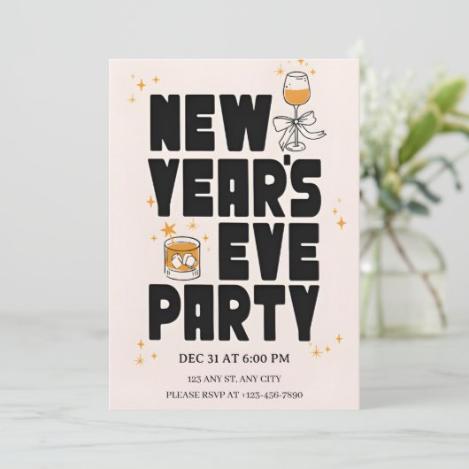 Editable New Year Party Invitation 2026 招待状 (スタンド正面)
