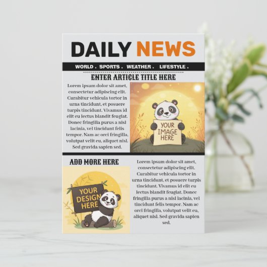 Editable Newspaper Article Template 招待状 (スタンド正面)