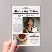 Editable Newspaper Birthday Invitation Template  アクリル招待状 (インサイチュ (ポータブル))