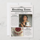 Editable Newspaper Birthday Invitation Template 招待状 (正面)