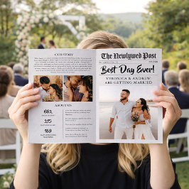 Editable Newspaper Wedding Program Folded Template チラシ