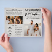 Editable Newspaper Wedding Program Folded Template チラシ (手)