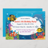 Editable Ocean Creatures Birthday 招待状 (正面/裏面)