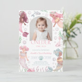 Editable Oneder the Sea Mermaid Invitation 招待状 (スタンド正面)