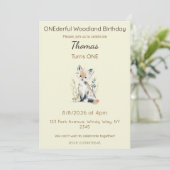 Editable ONEderful Woodland Birthday 招待状 (スタンド正面)