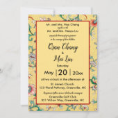 Editable Oriental Chinese Floral Pattern 招待状 (正面)