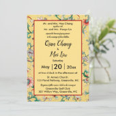 Editable Oriental Chinese Floral Pattern 招待状 (スタンド正面)