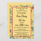 Editable Oriental Chinese Floral Pattern 招待状 (正面/裏面)