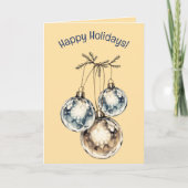 Editable Ornaments and Greenery Christmas Holidays カード (正面)