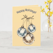 Editable Ornaments and Greenery Christmas Holidays カード (黄色い花)