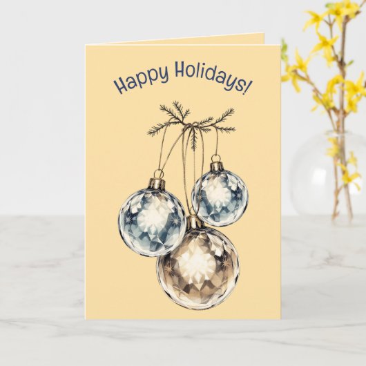 Editable Ornaments and Greenery Christmas Holidays カード (黄色い花)
