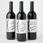 Editable Pairs Well With Divorce Papers ワインラベル (ボトル)