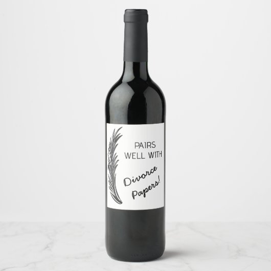 Editable Pairs Well With Divorce Papers ワインラベル (正面)