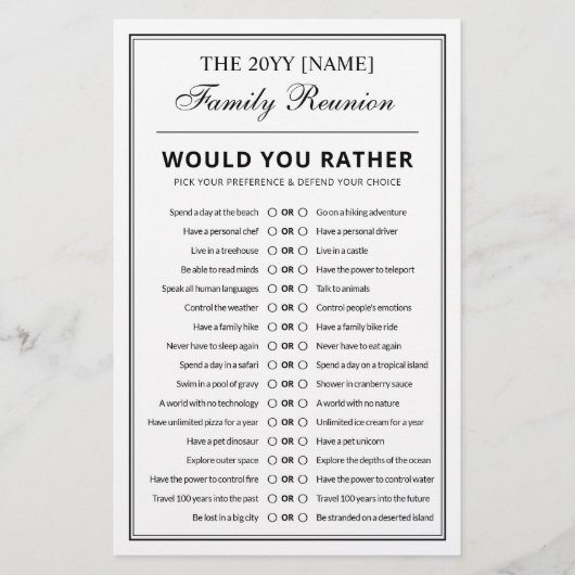 Editable Party Games Fun Riddles Family Reunion チラシ (正面)