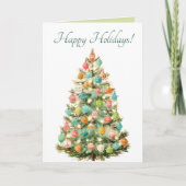 Editable Pastel Christmas Tree Happy Holidays カード (正面)