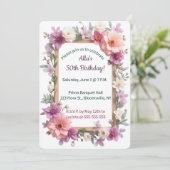 Editable Pastel Flowers and Leaves Frame 招待状 (スタンド正面)