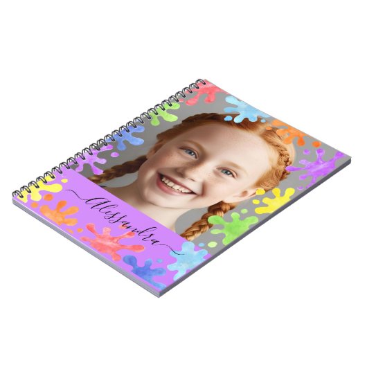 Editable Pastel Splash Custom Photo Frame ノートブック (左側)