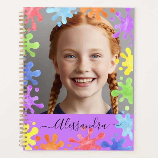 Editable Pastel Splash Custom Photo Frame プランナー手帳 (正面)
