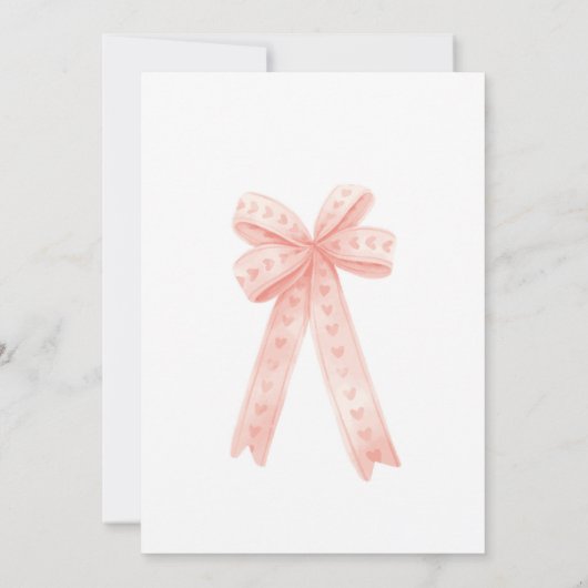 Editable Peach Bow First Girl Birthday Invitation  招待状 (裏面)