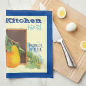 Editable Pears Vintage Fruit Crate Art キッチンタオル (四つ折り)