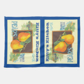 Editable Pears Vintage Fruit Crate Art キッチンタオル (横)