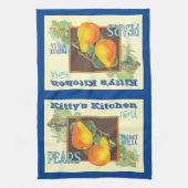 Editable Pears Vintage Fruit Crate Art キッチンタオル (縦)