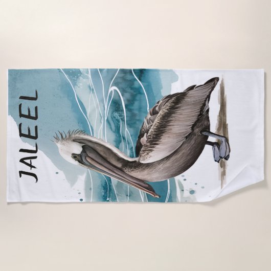 Editable Pelican ビーチタオル (正面)