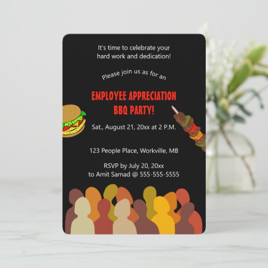 Editable People Employee Appreciation BBQ Party 招待状 (スタンド正面)