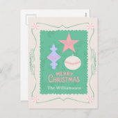 Editable Personalized Candy Christmas Ornament シーズンポストカード (正面/裏面)