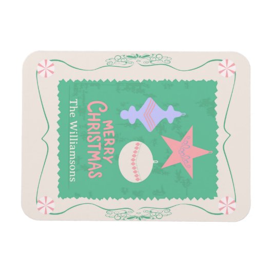 Editable Personalized Candy Christmas Ornament マグネット (横)