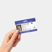 Editable Pet ID Card ,Navy White Service Dog Logo バッジ (Handheld)